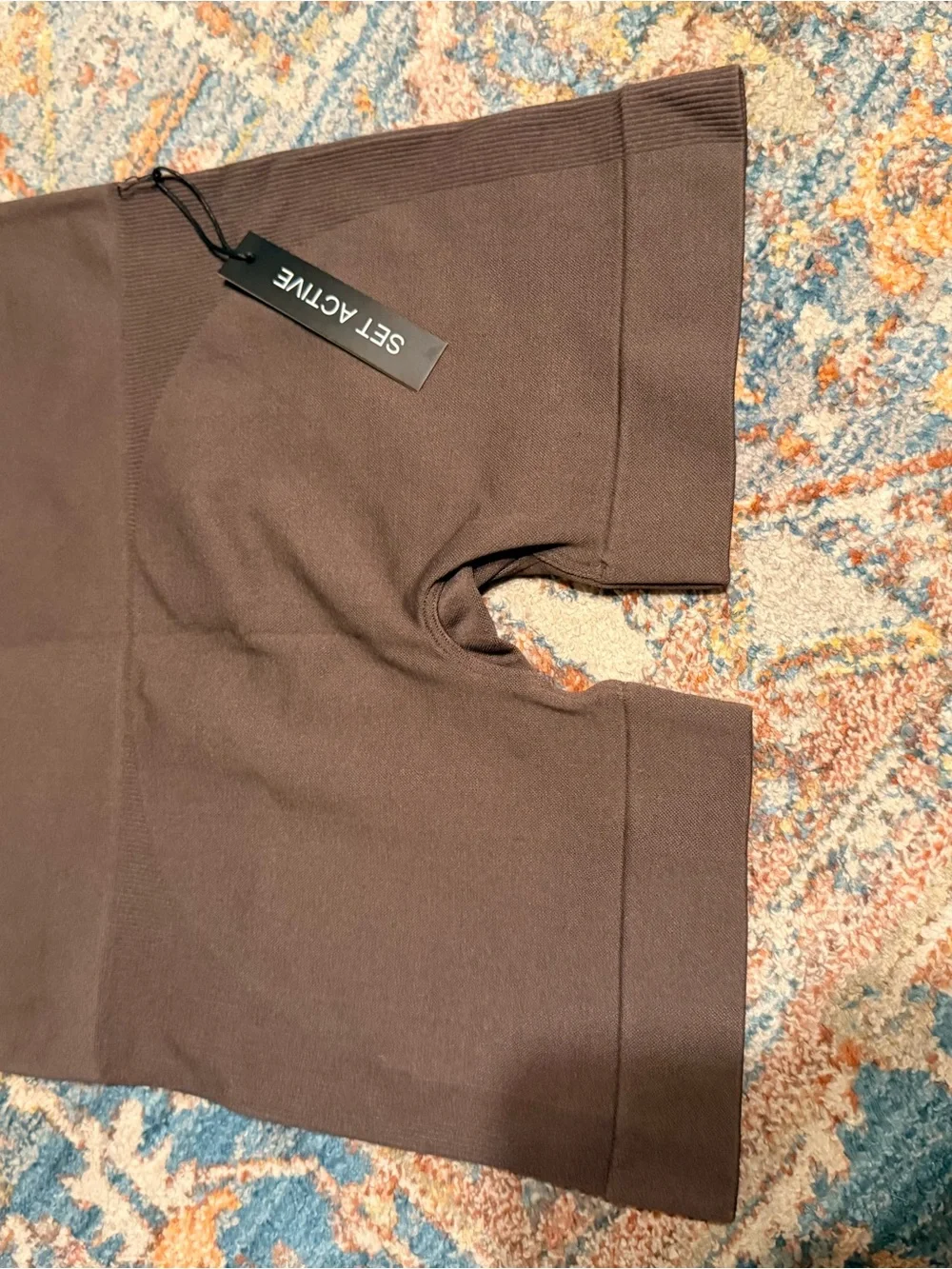 SET ACTIVE Purple Taupe Pepper Ribbed Athletic Shorts NWT - Picture 2 of 4